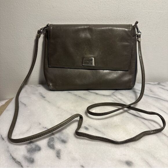 Perlina NY vintage crossbody gray buttery soft leather~ vintage - Picture 3 of 13